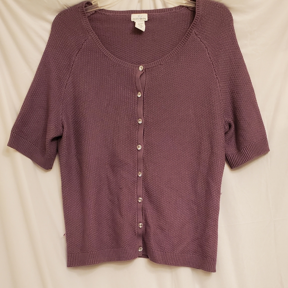 Womens Jaclyn Smith Knitted Button Down Orchid Top